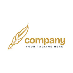 abstract feather logo or quill logo minimalist style icon pen author or writer business logo