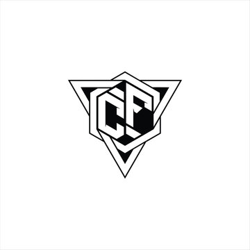 recommend clip art: CF Letter Logo monogram hexagon shape with triangle geometric outline sharp modern design
