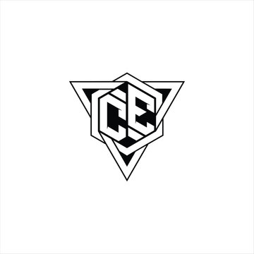 recommend clip art: CE Letter Logo monogram hexagon shape with triangle geometric outline sharp modern design