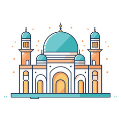 mosque or masjid vector illustration clipart sticker png for milad un nabi or ramdan eid mubarak flat style