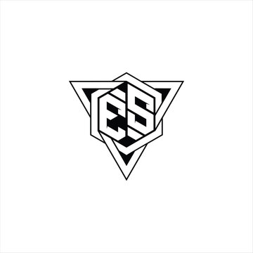 recommend clip art: ES Letter Logo monogram hexagon shape with triangle geometric outline sharp modern design