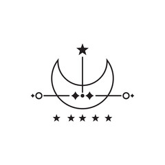 Vintage crescent moon and star phases elements © freeject.net