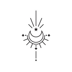 Boho crescent moon and star elements © freeject.net