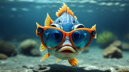 Fish in the sea with glasses.