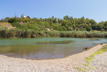 Natural lagoon at Geropotamos beach, Crete, Greece