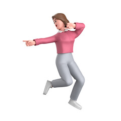 3d business woman executive pose standing with laptop, tablet, mobile phone, megaphone isolated on transparent background, 3d rendering