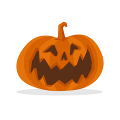 Halloween carved pumpkin vector illustration. Jack O Lantern fun character.