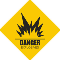 Printable design rectangle sticker label of yellow black danger fire and explosive material sign for explosive, explistion, bomb, fire, burst safety, caution, danger sign