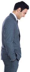 Digital png photo of biracial businessman on transparent background