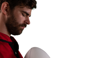 Digital png photo of caucasian male athlete on transparent background