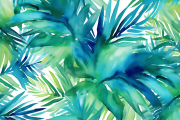 jungle background spring palm tropical seamless leaf trendy pattern design summer. Generative AI.