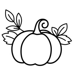 Cute pumpkin fall autumn Halloween outline icon	
