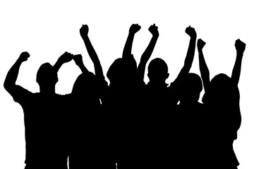 Digital png illustration of silhouettes of people on transparent background