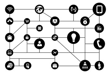 Digital png illustration of network of connections on transparent background