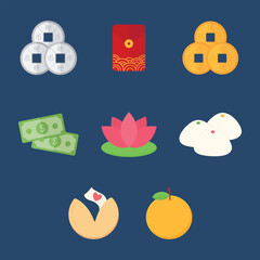 Chinese Lunar New Year Icon Set for decoration. Holiday and cultural vector icons