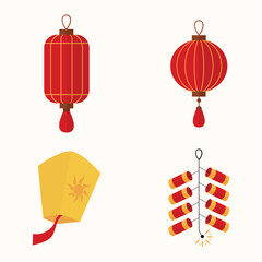 Chinese Lunar New Year Icon Set for decoration. Holiday and cultural vector icons
