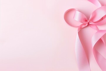 Obraz na płótnie Canvas Breast cancer awareness pink ribbon with copy space. Generative AI.