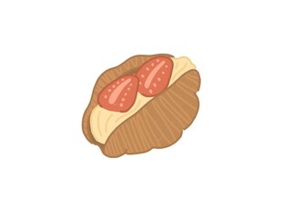 Strawberry cream croissant illustration