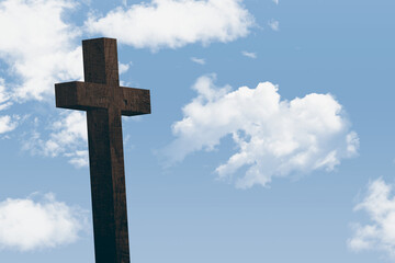 Digital png illustration of catholic cross on transparent background