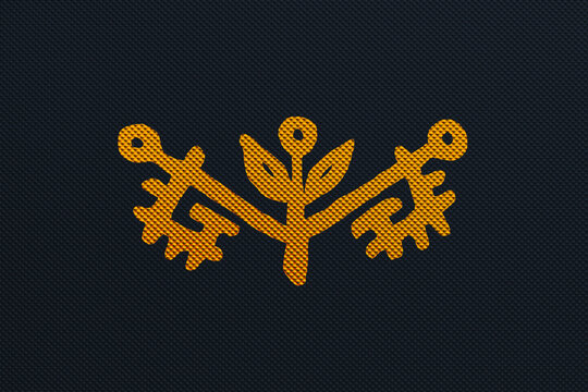 Authentic Kalevala golden fllower ornament on a deep blue molded background