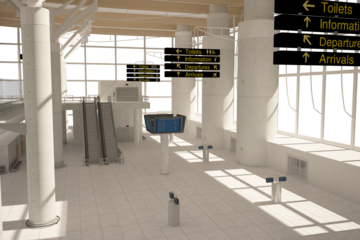 Digital png illustration of interior of airport on transparent background