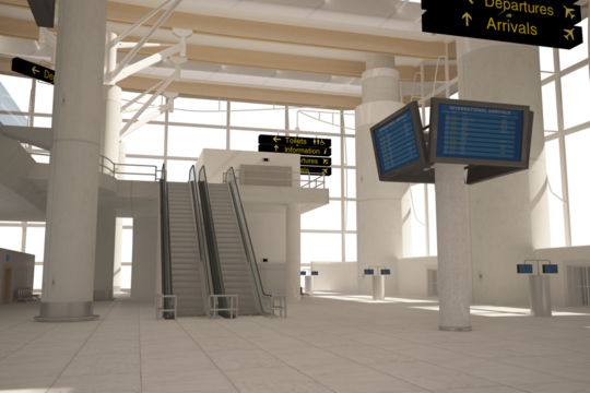Digital png illustration of interior of airport on transparent background