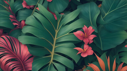 Tropical floral seamless pattern. Background, Wallpaper.