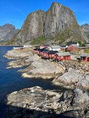 view of the sea from the mountain in Reine, Lofoten