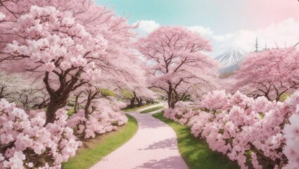 Cherry blooming tree in spring