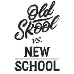 Digital png illustration of old school versus new school text on transparent background