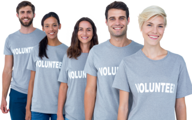 Digital png photo of diverse group of volunteers on transparent background