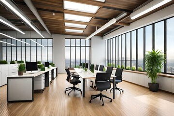 Fototapeta na wymiar modern office interior generated by AI