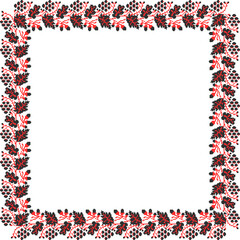 Vector illustration of Ukrainian ornament in ethnic floral style with oak and grape leaves and acorns, bunches of grapes, identity, vyshyvanka, embroidery for websites, banners. Background