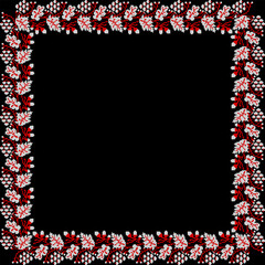 Vector illustration of Ukrainian ornament in ethnic floral style with oak and grape leaves and acorns, bunches of grapes, identity, vyshyvanka, embroidery for websites, banners. Background