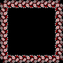 Vector illustration of Ukrainian ornament in ethnic floral style with oak and grape leaves and acorns, bunches of grapes, identity, vyshyvanka, embroidery for websites, banners. Background