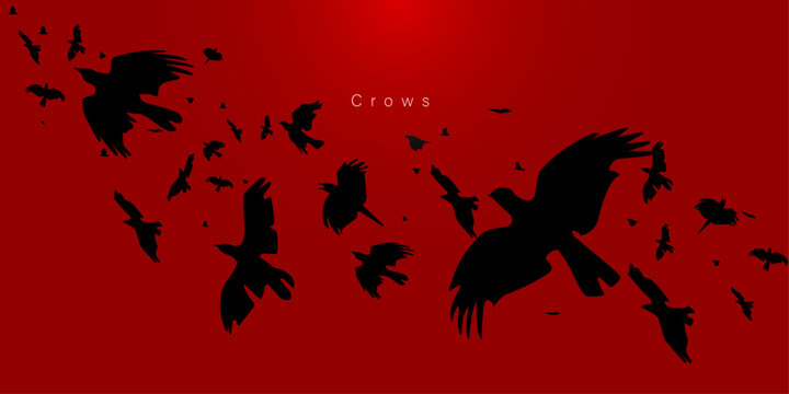 Group of Creepy Crows Abstract Background for Halloween
