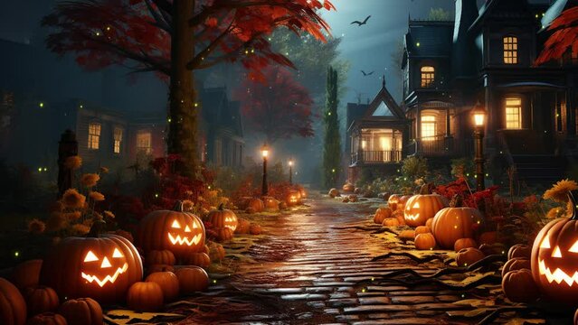 Helloween season with Scary carved halloween pumpkin
