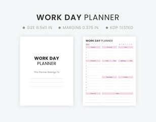 work day planner printable