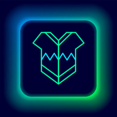 Glowing neon line Traditional mexican poncho clothing icon isolated on black background. Colorful outline concept. Vector