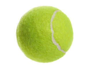 New tennis ball in flight isolated on white, clipping path 