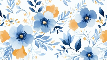 Watercolor flowers seamless background.For fabric design. Beautiful flower pattern