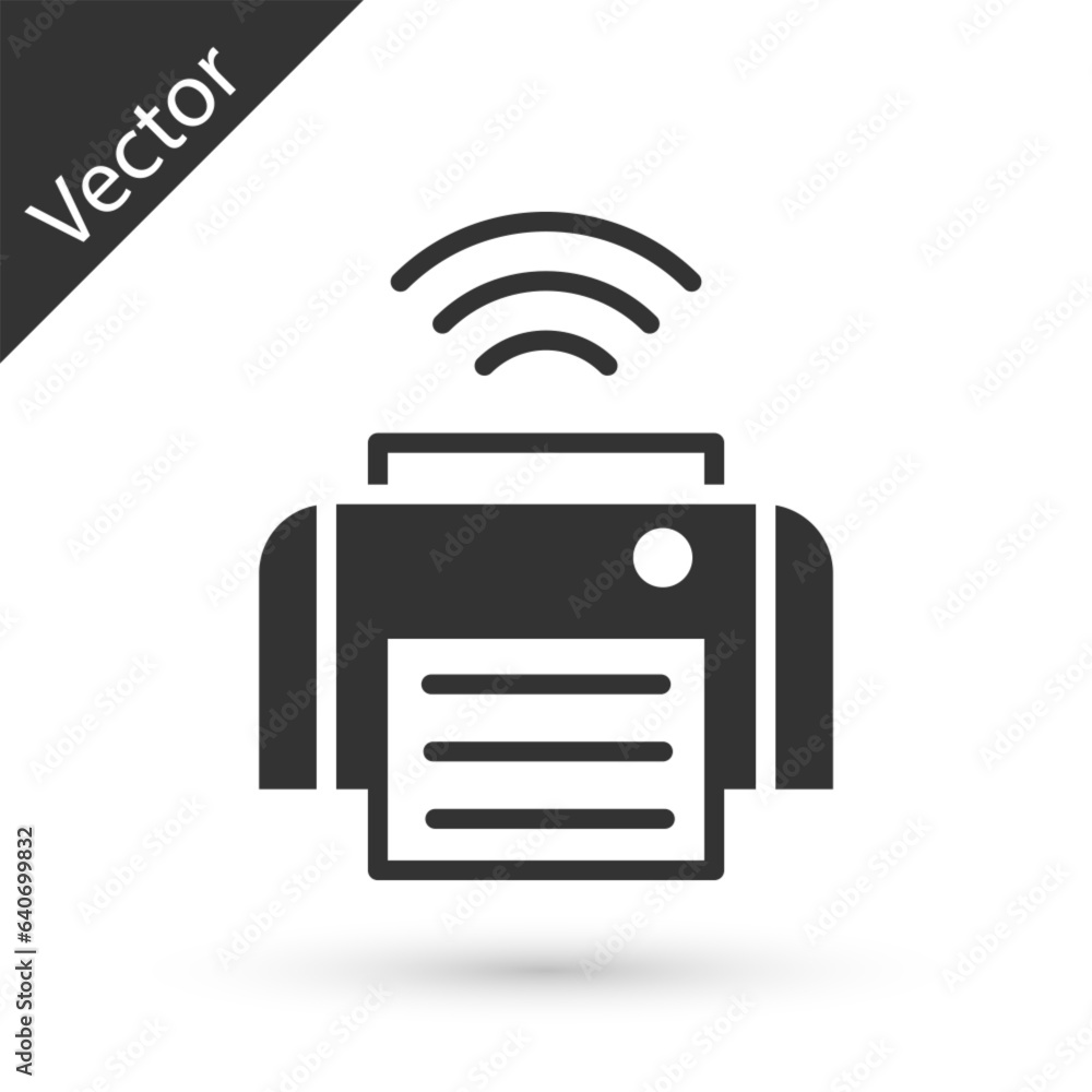 Aufkleber grey smart printer system icon isolated on white background. internet of things concept with wireles