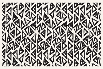 Aztec Vector Seamless Pattern. Triangle native ornament. Repeated brushstroke geometric shapes. Tribal seamless ornate.