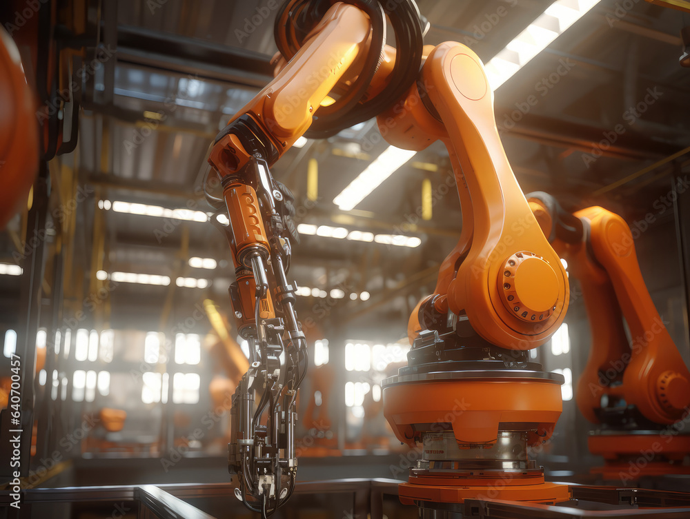 Aufkleber robotic in modern industrial factory's automated production line - immerse yourself in the future of