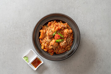 Steamed monkfish, steamed seafood, seafood stew, octopus hot pot Korean food dish