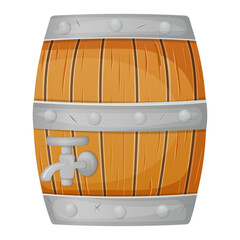 Wooden beer barrel isolated on white