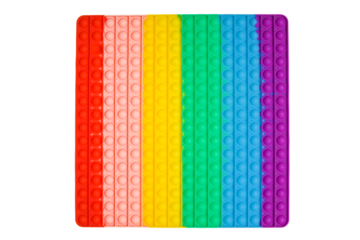Pop it. Bubble rainbow colorful toy. Fashionable silicon toy. Anti-stress toy. Sensory developing popit for kids fingers.