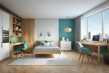 Naklejka na ściany i meble Modern bedroom design -AI Generative