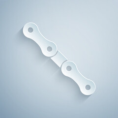 Paper cut Car chain icon isolated on grey background. Paper art style. Vector
