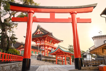 The most beautiful viewpoint of Fushimi Inari Taisha(Fushimi Inari Shrine) is a popular tourist destination in Kyoto, Japan. - obrazy, fototapety, plakaty